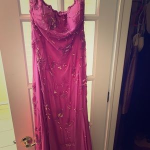 Pink prom dress with beaded details worn once